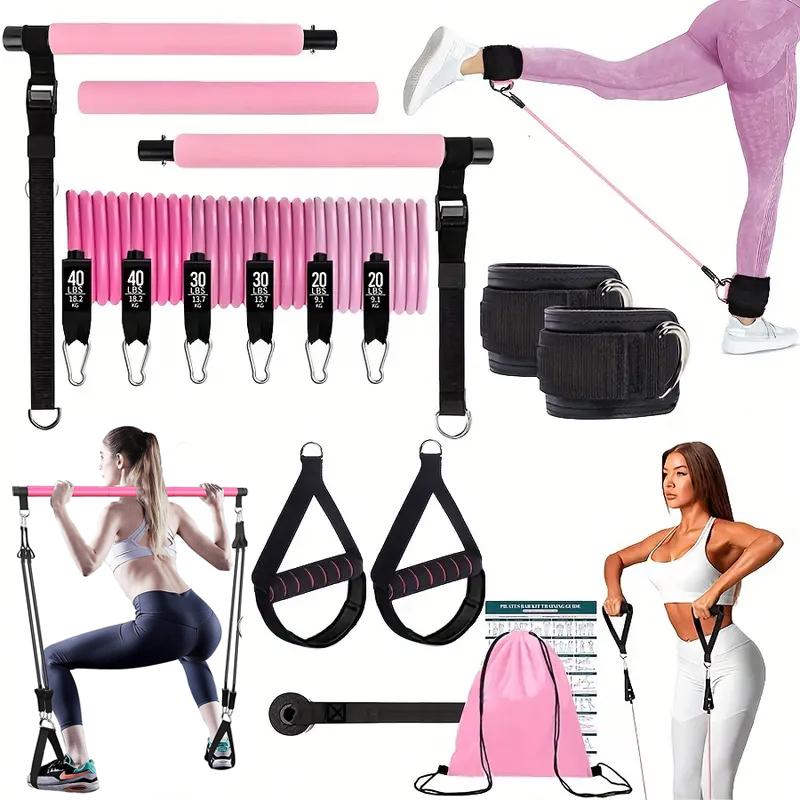 Pilates Bar Kit With Resistance Bands - مجموعة أجهزة بيلاتس متعددة الوظائف مع